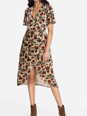 Jade By Johnny Was Delphine Velvet Floral Wrap Dress Sz M